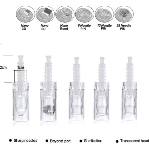 10/50pcs Derma Microneedling Pen Micro Tattoo Needles 9 /12 /36 Pin Nano Bayonet Needle Cartridges For Auto Tattoo Machine