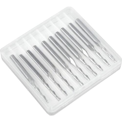 10Pcs/Set 1/8 inch 2mm Carbide End Mill Cutter Carbide Burrs Tool Milling Cutters Kit