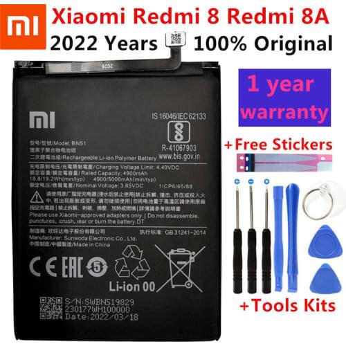 100% New XiaoMi Original Replacement Battery 5000mAh BN51 For Xiaomi Redmi 8 Redmi 8A Redmi8 Authentic Phone Battery +Tools