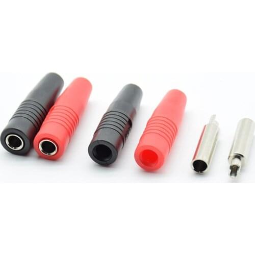 4pcs (2pcsRed&2pcs black) Brass 4mm Banana Female Insulated Jack Plug Wire Solder Connector