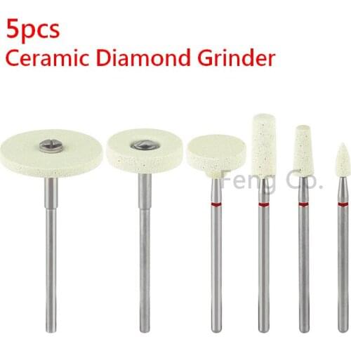 5pcs Ceramic Diamond Grinder Zirconia Porcelain Polishing Polisher Grit Fine Dental Lab Dentistry Products