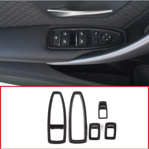 5pcs Carbon Fiber Style For BMW 3 Series f30 2017 2018 Car ABS Window Lift Door Button Control Frame Set Car Accessories