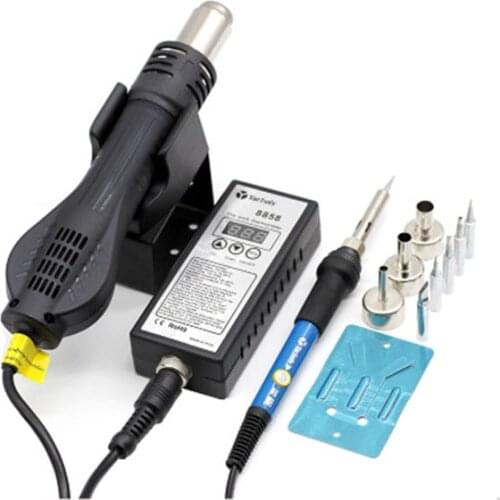8858 Bga Rework Hot Air Gun Soldering Station Welding Solder Iron Heat Gun LCD +3 BGA Nozzles