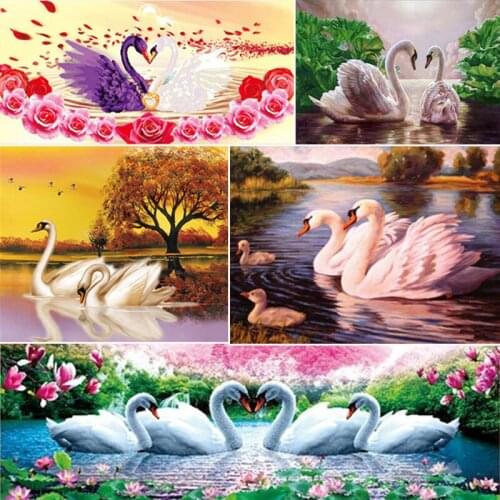 DIY Diamond 5D Eternal Love Diamond Painting Swan Round Diamond Mosaic Home Decor Diamonds Embroidery Wedding Room Decoration