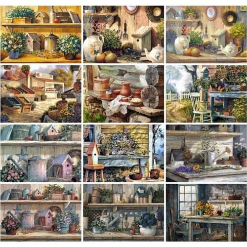 Diy birds aviary diamond painting wood house scenery mosaic art picture embroidery cross stitch stones picture puzzle wall decor