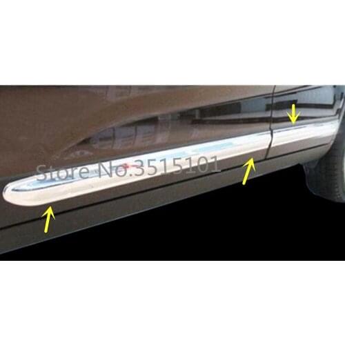 Car ABS Chrome Side Door Trim Strip Molding Stream Lamp Panel Bumper 4pcs For Kia Sorento 2013 2014