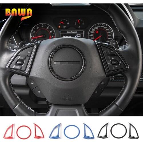 HANGUP ABS Car Interior Steering Wheel Decoration Ring Cover Trim Stickers For Chevrolet Camaro 2017 Up Car Styling