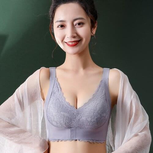 Front Buckle Adjustment Gathered Correction Bra Wire Free Lace Sexy Bra Push Up Brassiere Femme Seamless Comfortable Underwear