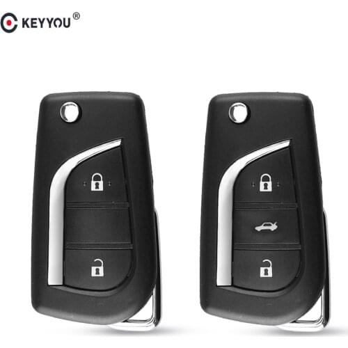 KEYYOU 2/3 Buttoms Remote Folding Flip Car Key Shell Case For Toyota Levin Camry Reiz Highlander Corolla Toy43/Toy43 key Blade