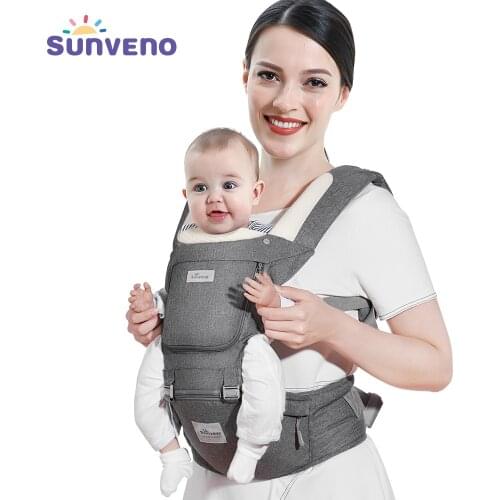 Sunveno Ergonomic Baby Carrier Infant Baby Hipseat Carrier Front Facing Ergonomic Kangaroo Baby Wrap Sling for Baby Travel 0-48M