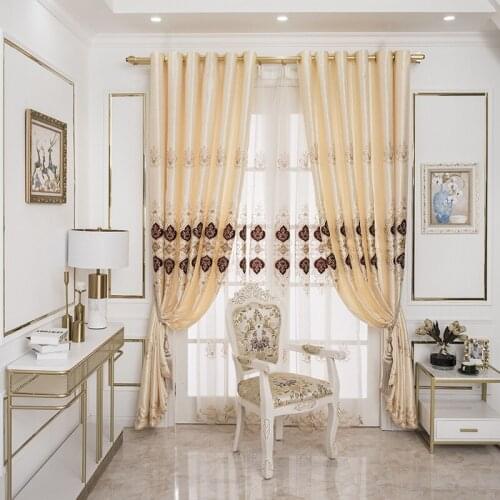 Europe Luxury Curtain for Window Bedroom 3D Floral Design Sheer Fabrics for Living Room Treatment Blinds M&024#30