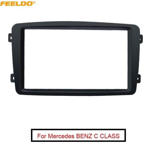 FEELDO Car Double Din DVD Stereo Radio Fascia Frame for Mercedes BENZ C CLASS W203 2002-2004 Audio Dash Frame Panel Kit
