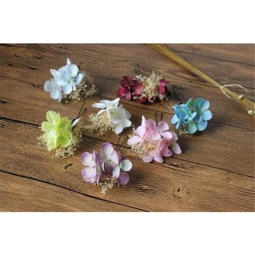 Hydrangea Flower Hair Clip Girls Accessories Flower U Shape Hairclips Women Wedding Photograph Hairpins B1506