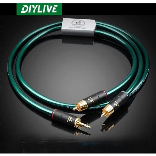 Hi-Fi 3.5mm to 2RCA Y separator stereo audio cable HiFi connects the phone MP3 CD PC to the amplifier cable 50cm 75cm 1m 1.5m 2m