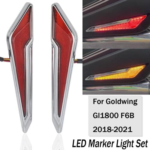 Chrome Led Turn Signal Side Saddlebag Lnserts For HONDA GL1800 F6B 2018-2021 Gold Wing Decorative Lamp LED Marker Light Set 2020