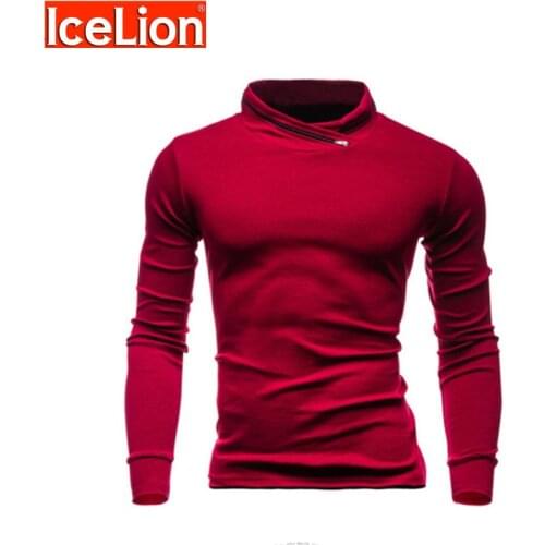 IceLion 2021 Bodybuilding T Shirt Men Fashion No button Long Sleeve T-shirt Slim Fit Solid Top Casual Warm Mens Hip Hop Tshirt