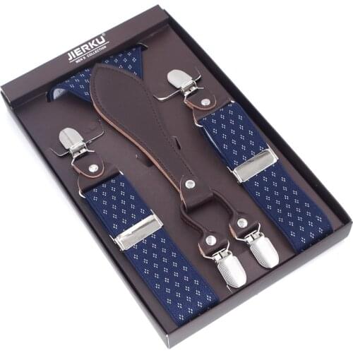 Classic Suspenders Leather 4 Clips Braces Male Vintage Casual Suspensorio Trousers Strap Father/Husbands Gift Without Box