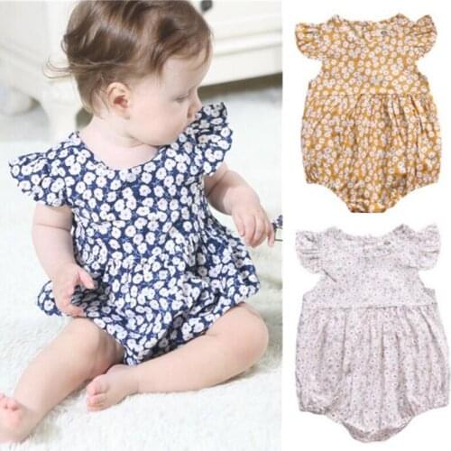 Newborn Baby Girls Butterfly sleeve Romper 3 colour baby rompers summer nice flower clothing girls