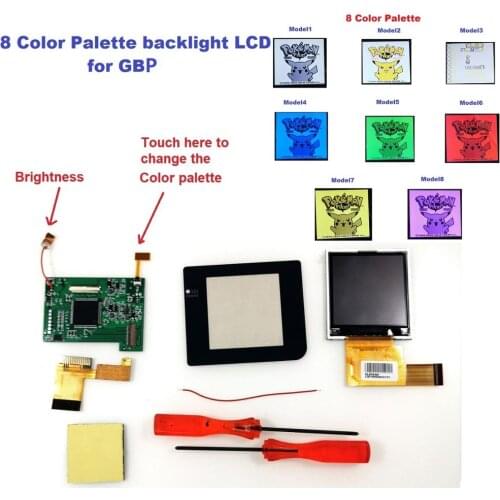 8 Color Palette Back Light LCD For GBP LCD High Light Kits For GameBoy Pocket Console-Don't need to do any soldering
