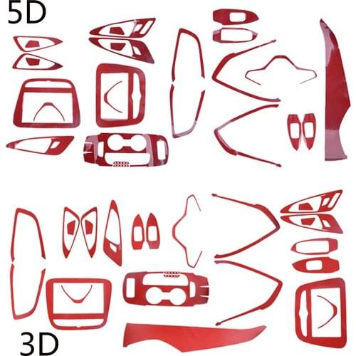 1 Set Red LHD Car Interior Decorative Trim Sticker Carbon Fiber Texture PVC Fit for Chevrolet Malibu 2016 2017 2018 2019 3D/ 5D