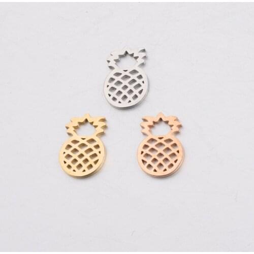 5pcs/lot Stainless Steel Cute Pineapple Charm Pendant Gold Exquisite Charms for DIY Necklace Jewelry Making Findings Women Gifts