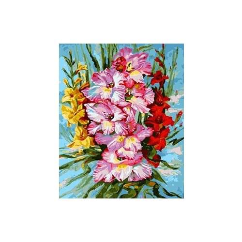 MaHuaf-X573 gladiolus flower DIY Painting By Numbers Kit Coloring By Numbers classical Wall Art Picture Home weeding Decoration