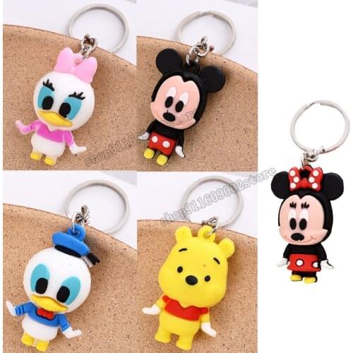 Mickey Minnie Donald Duck Keychain Disney Stitch Key Ring Chain Doll Bag Pendant Gift Cute Purse Accessories Key Chain Acrylic