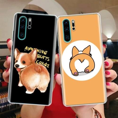 Cartoon Corgi Super Cute Dog Silicon Phone Case For Huawei Honor 10 9 20 Lite Y5 Y6 Y7 Y9 9X 8X 8S 8A 7X 7A 7S Pro + 10i20i Coqu