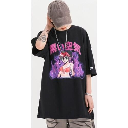 2021 Men Hip Hop T Shirt Streetwear Japanese Cartoon Sexy Girl Tshirt Harajuku HipHop Oversize T-shirt Anime Cotton Tops Tees