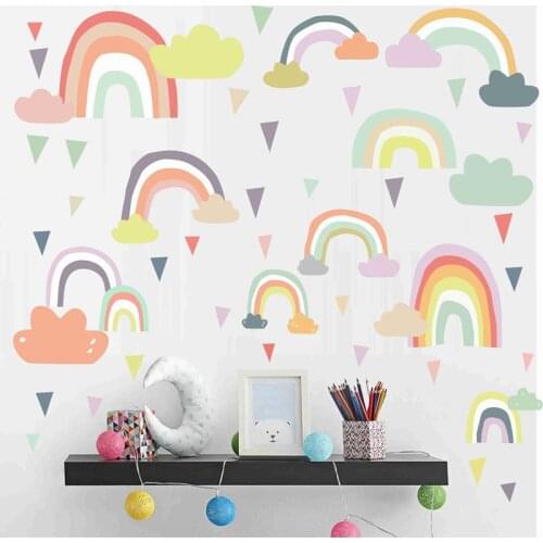 Nordic Ins Rainbow Wall Stickers Self-adhesive for Kids Rooms Decoration DIY Baby Bedroom Decor Child Home Art Wallpaper
