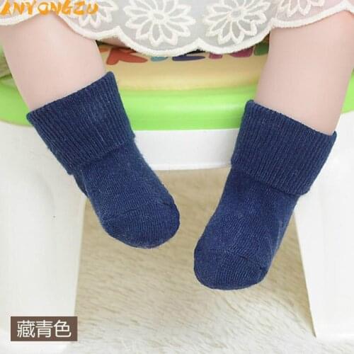 Woolen Knitted Sock Double Needle New Childrens Socks Boy Girl Winter Thick Warm Knee Baby Socks0 To 6t 10pair/lot