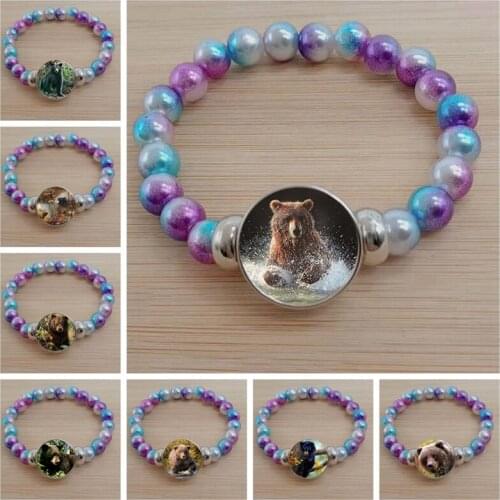 New Bear Bracelet Cabochon Glass Color Bead Bracelet Jewelry Gift