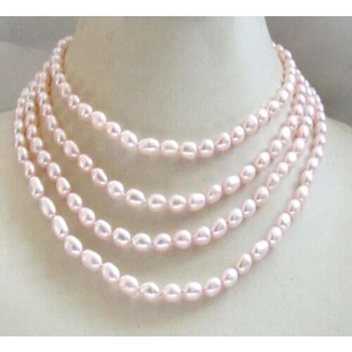 Charming genuine cultured natural rice freshwater Akoya pearl necklace wrap Sweater chain 5-8mm pendant 48 inch