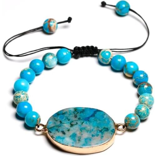 Weave Bracelet Natural Emperor Stone Beaded Onyx Bohemia Handmade Bracelets New Rope Statement Bracelets Women Men Dropshipping