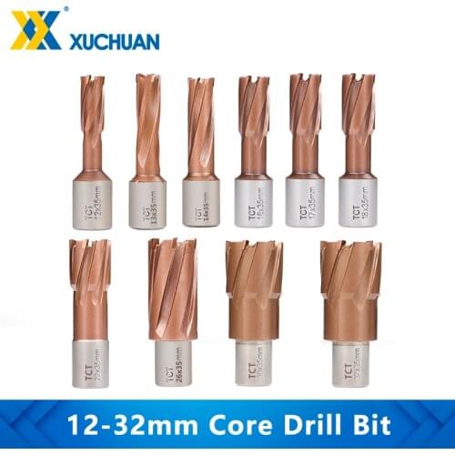 Hole Cutter TiCN Coated TCT Annular Cutter 12-32mm With Weldon Shank For Metalworking Tools Hollow Drill Bit Metal Core Drill