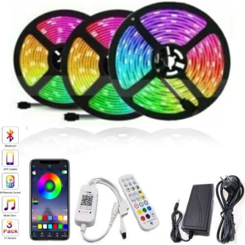 RGB LED Strip Light 12V Ribbon LED Lights Strip RGB Tape 5050 2835 Flexible Diode Tape for Room TV Backlight Bluetooth