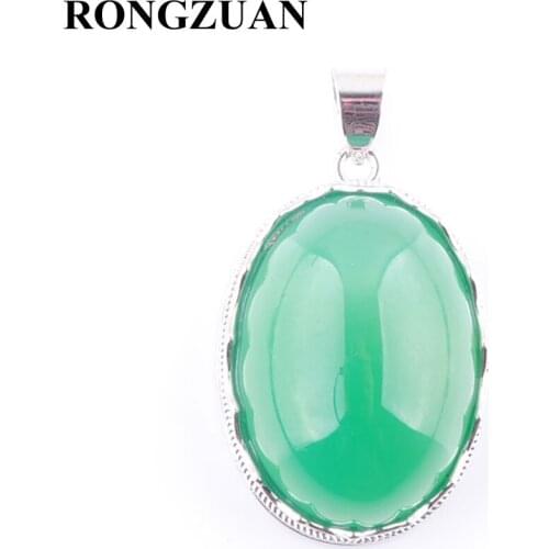 RONGZUAN Lovely Natural Agates gem Stone Egg Shape Bead Pendant & Necklace Chain Reiki Healing Women Jewelry Gifts TN3673