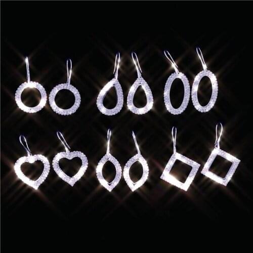 Fashion Shining Circle Drop Earrings Precision Inlay Gold Silver Color Rhinestone Earrings for Women Wedding Party Jewelry