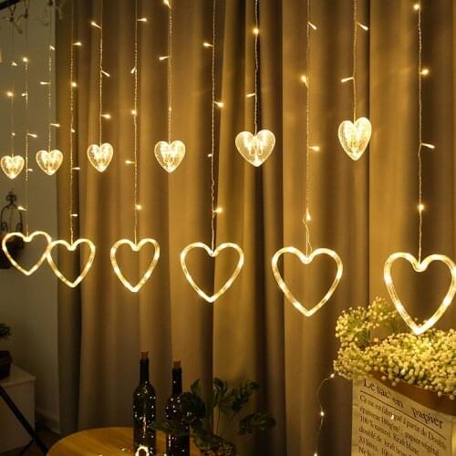 LED fairy light string curtain lights love shape 220V EU Plug Christmas living room bedroom curtain lighting
