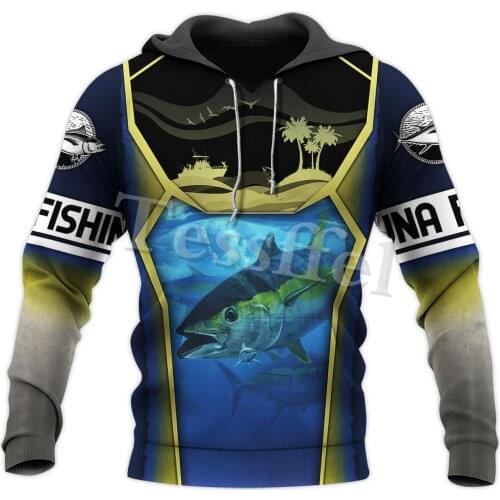 Tessffel 3D Printed Beautiful TUNA Fishing Animal New Fashion Mens Sweatshirt Harajuku Funny Fish Zip Hoodies Pullover Style-3