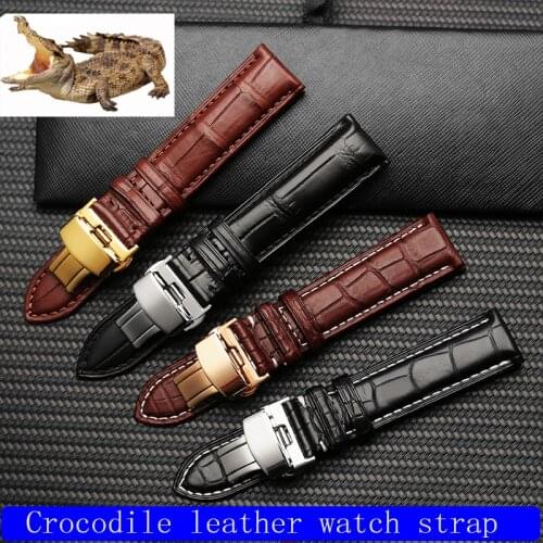 Universal Alligator Leather Watch Band forJaeger-LeCoultre A. Lange Paul Picot 20mm22mm Black Brown Genuine Wrist Strap