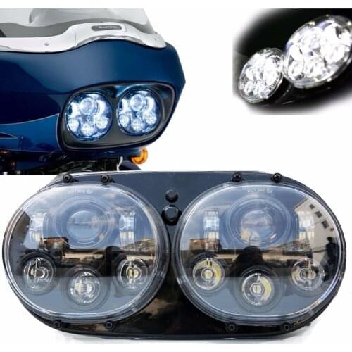 DOT Approved 90W Dual LED Headlights Projector with High/Low Beam For Harley motorcycle Motocycle Road Glide 2004-2013