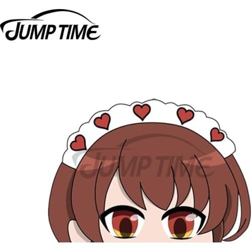 Jump Time 13 x8.5cm For Cafe Maid Peeker Cafe Clicker Car Stickers Windows Windshield Personality Trunk Suitcase Car Assessoires