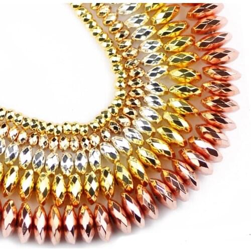 YHBZRET Flat Faceted Round Hematite Rose Gold,Silve Natural Stone Spacer 3/4/6/8/10mm Loose beads Jewelry Making bracelets DIY