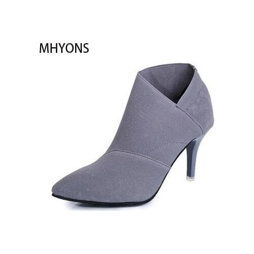 8.5CM Womens Shoes High heels pointed toe boots nude shoes fit the catwalk plus size 34-41 2020 European and American new style