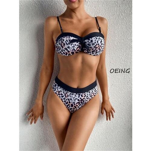 High Waisted Leopard Sexy Bikini Swimsuit Women 2021 Bathing Suit Swimming 2 Piece Sets Womens