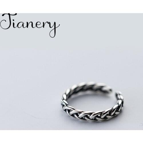 JIANERY Vintage Silver Color Twist Rings For Women Girls Trendy Ring Gifts Statement Jewelry
