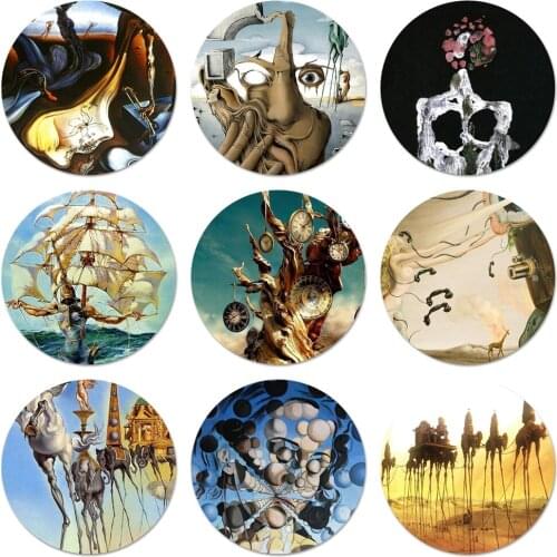 Salvador Dali Art Painting Icons Pins Badge Decoration Brooches Metal Badges For Backpack Decoration 58mm