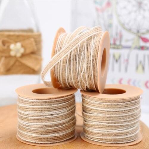 10M/Roll 5mm Jute Burlap Hessian Ribbon Vintage Rustic Wedding Christmas Decoration Birthday Party DIY Crafts Gift Box Packaging