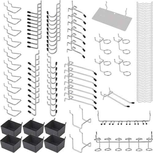 114Pcs Metal Pegboard Hooks Organizer Assortment Kit Peg Locks Hanging Applications